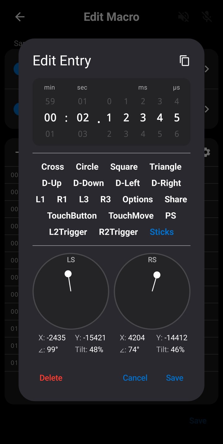 Entry Editor dialog - sticks