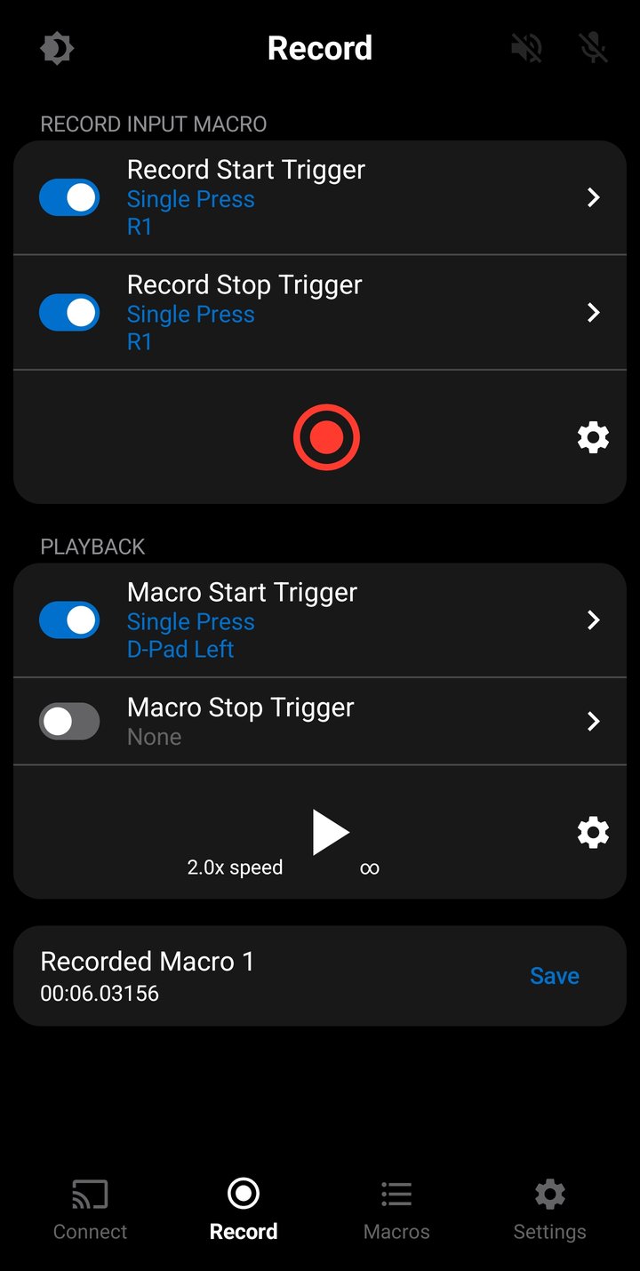 Record Screen with a recorded macro ready to save